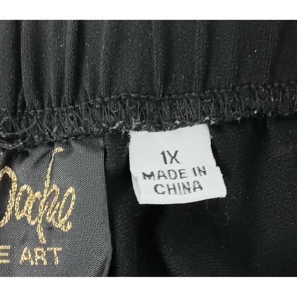 Bob Mackie Pants Women's Size 1X Wide Leg Regular Length Knit Pants Black Preown - Picture 4 of 10